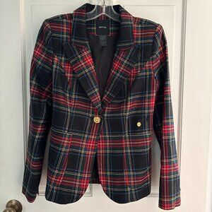 Smythe Duchess Blazer Jacket $795 Red Plaid Tartan Holiday Festive Small XS
